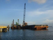 Crane barge at port — civil marine works — Keith Arjoon project